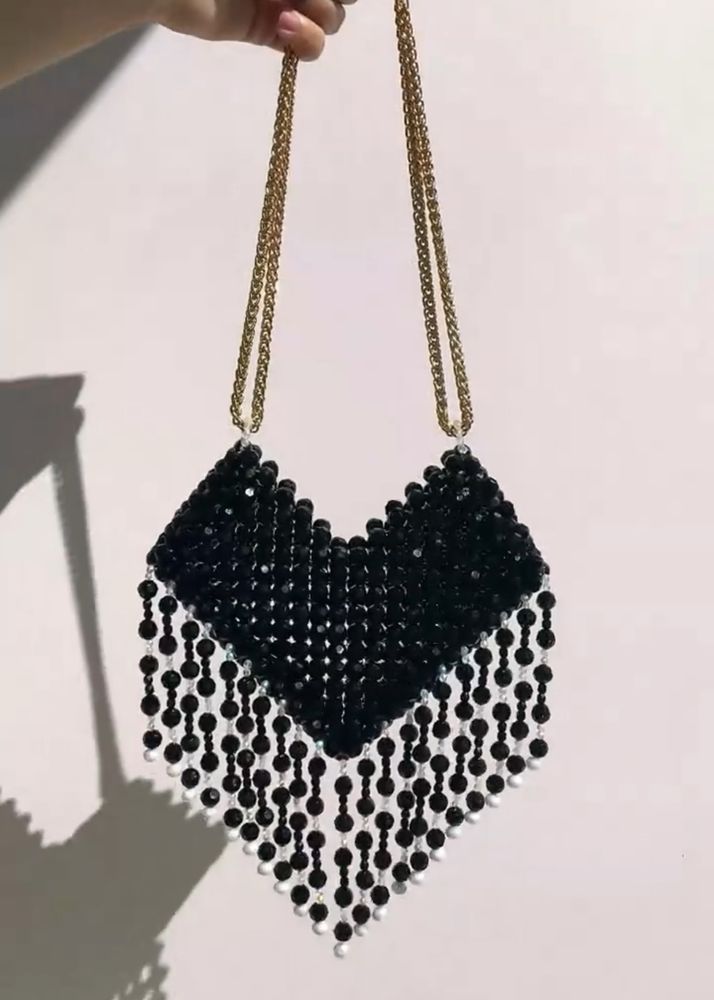 Heart Shape Beads Bag For Party And Weeding