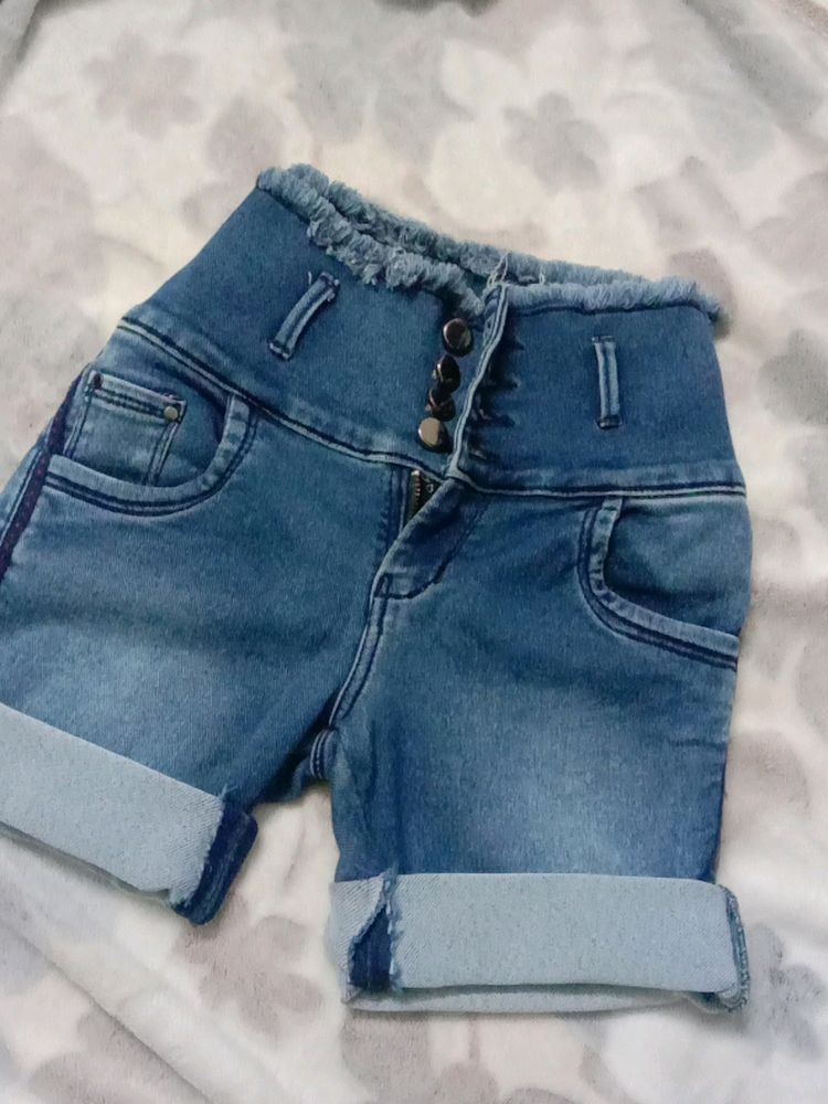 Denim Y2k 5 Button Shorts