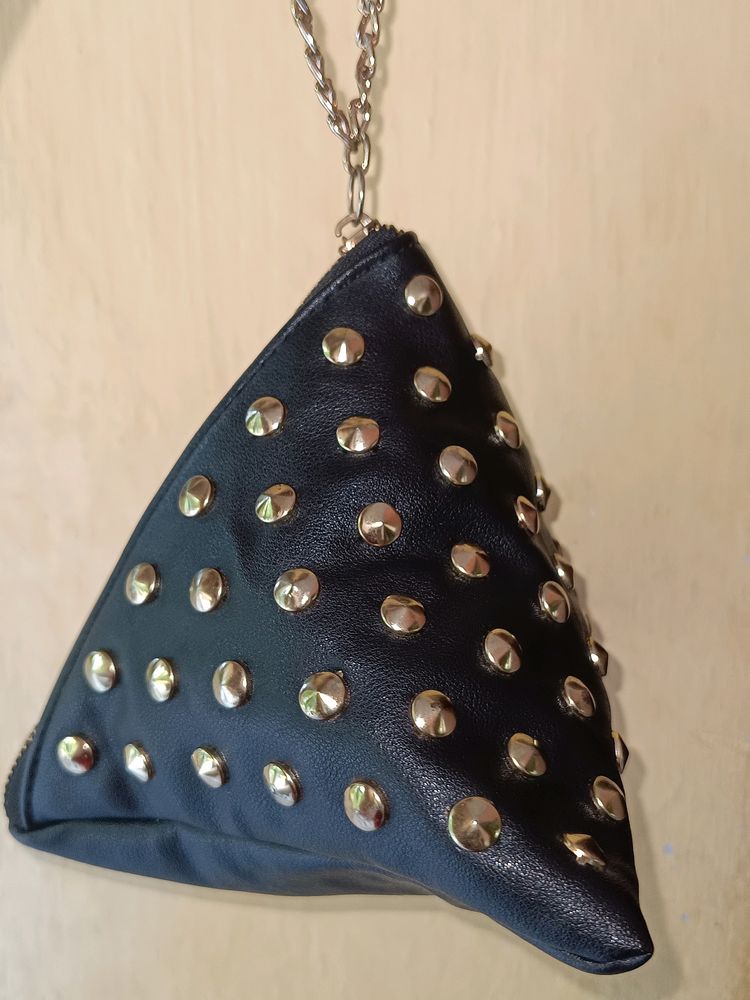 Imported Gold Studded Triangle Bag