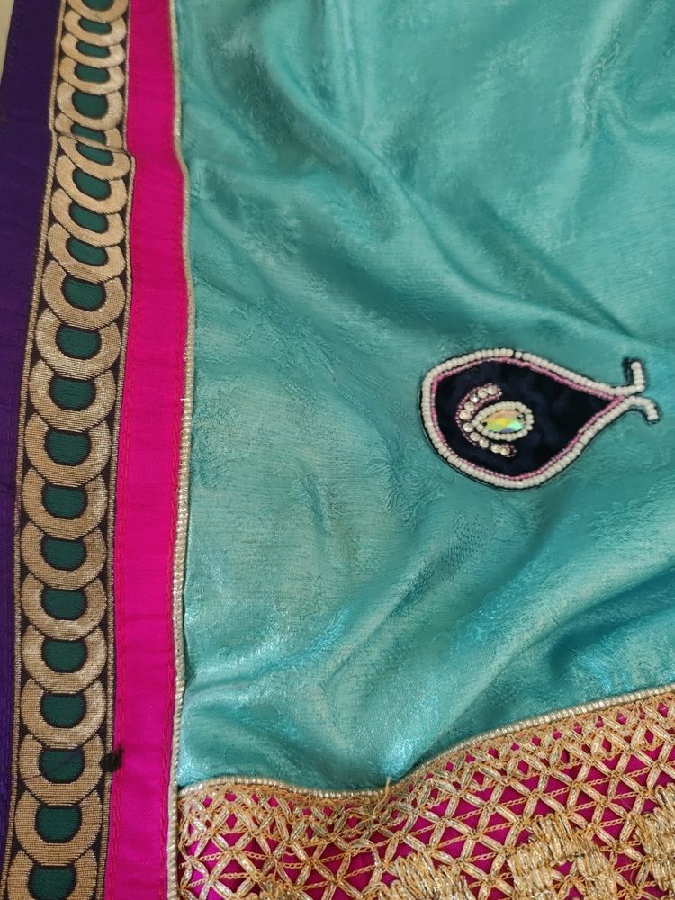 Silk Saree With Velvet Work