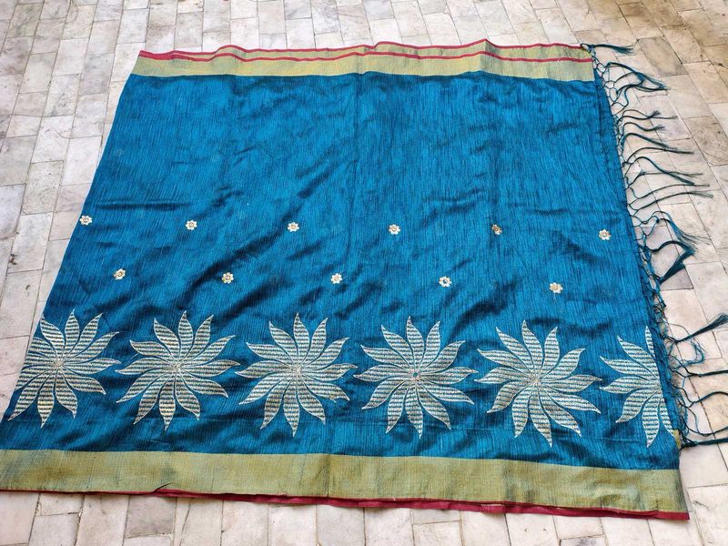 Gorgeous Peacock Blue Colour Saree