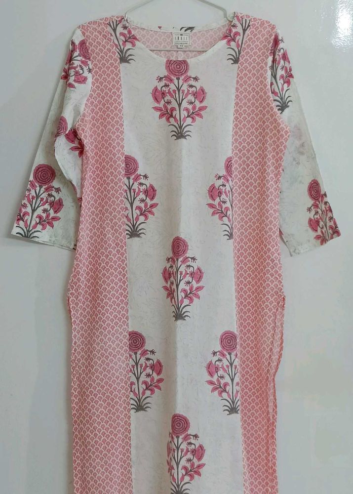 I.N.D.I.E Picks Pink Floral Straight Kurta