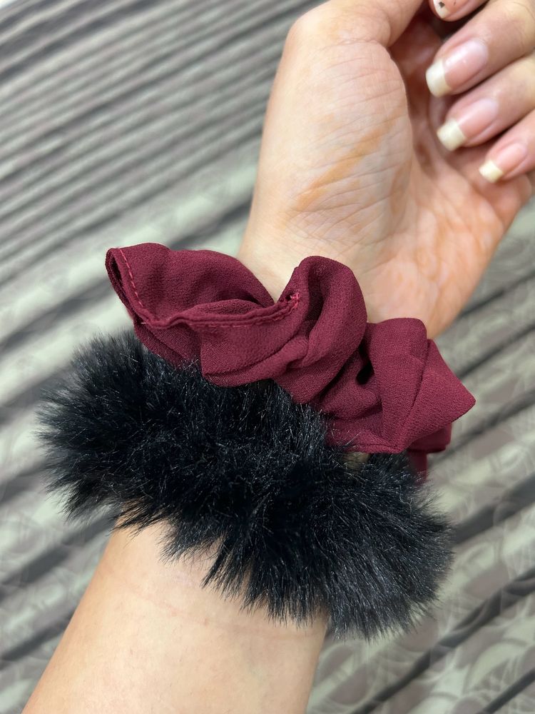 Black & Maroon Scrunchie Combo