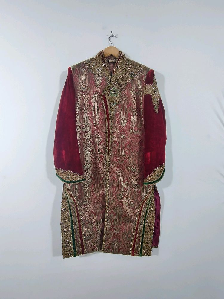 Multi Floral Printed Sharwani With Zardozi Work