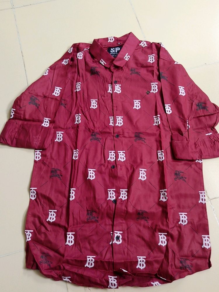 MAROON PRINTED SHIRT