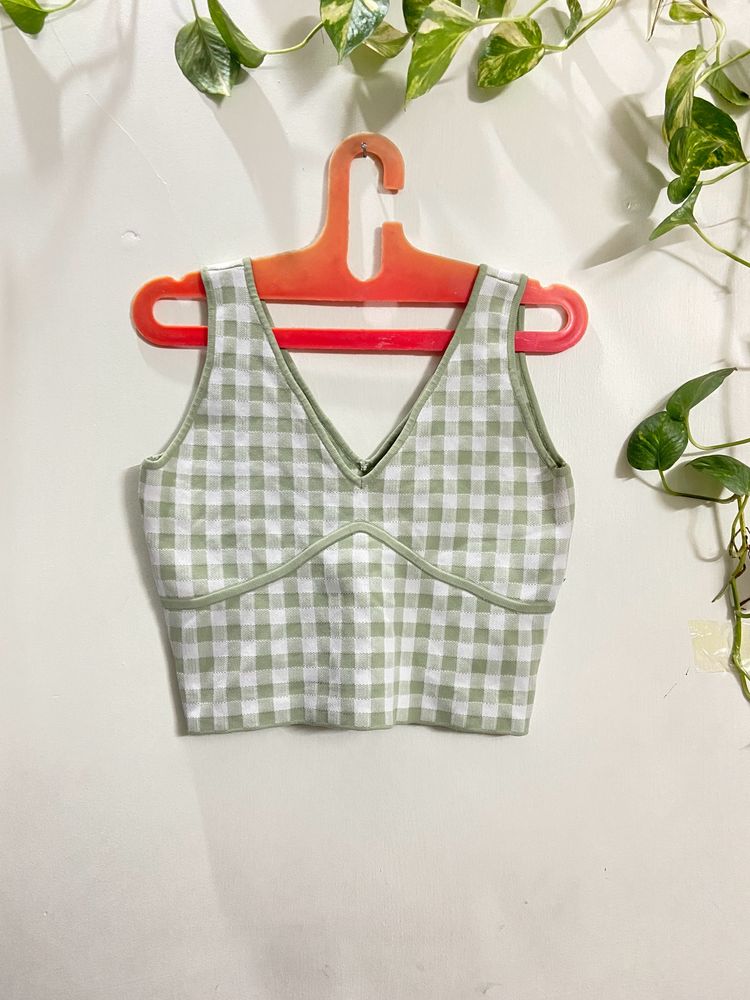 Green Checker Tank Top