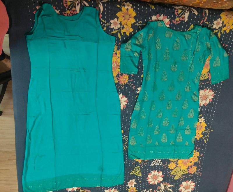 Peacock Shiny Colored Kurtis....Long Half