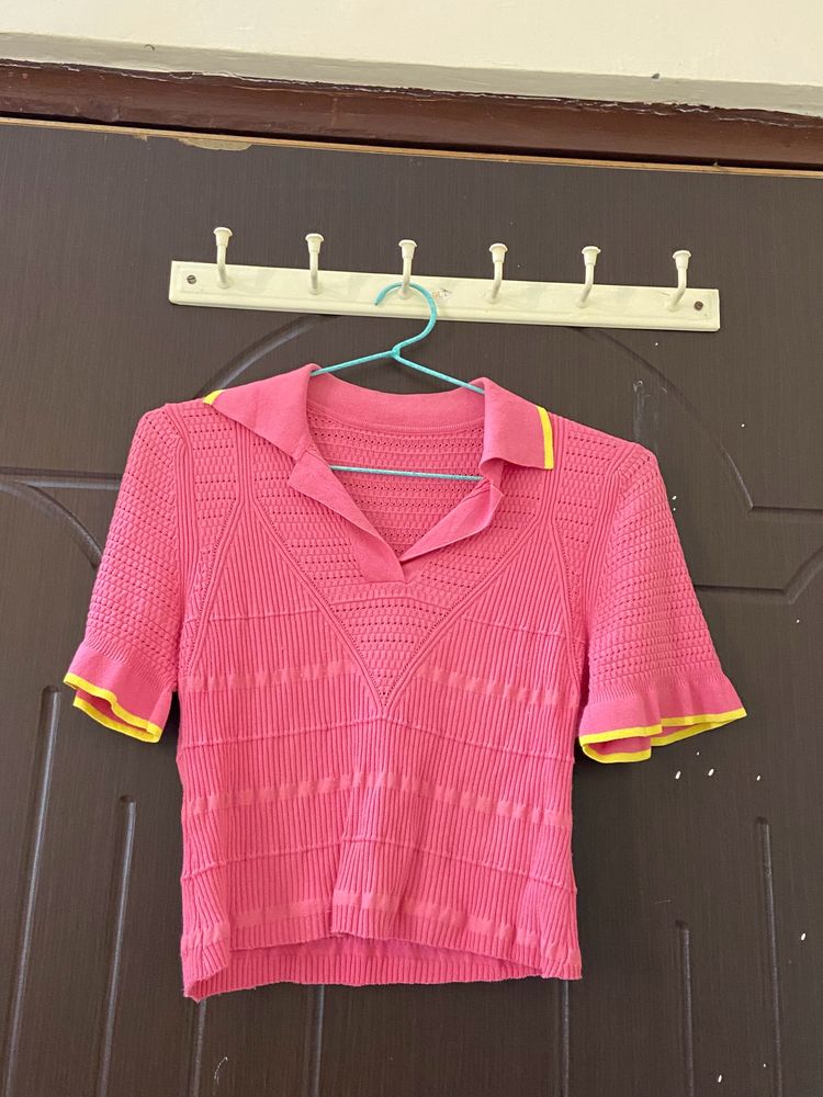 pink polo top