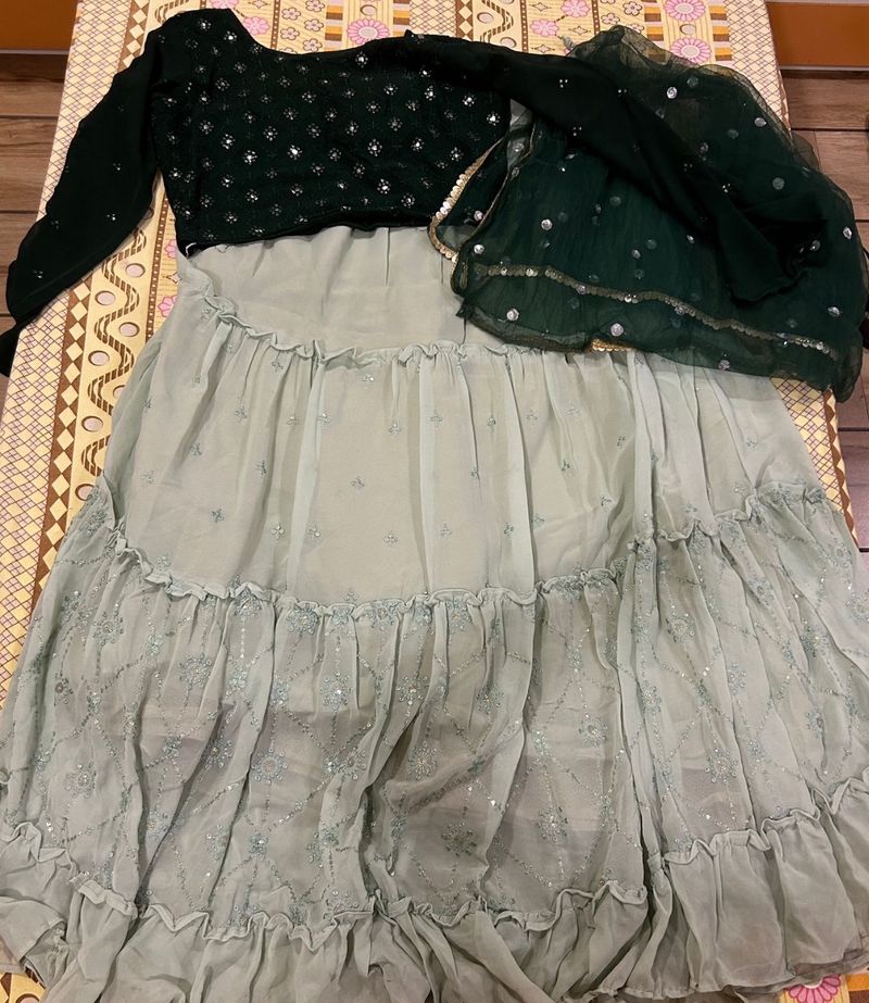 Green Lehanga Choli With Dupatta