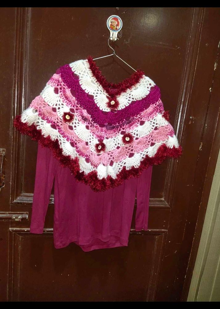 Women Top And Poncho Set