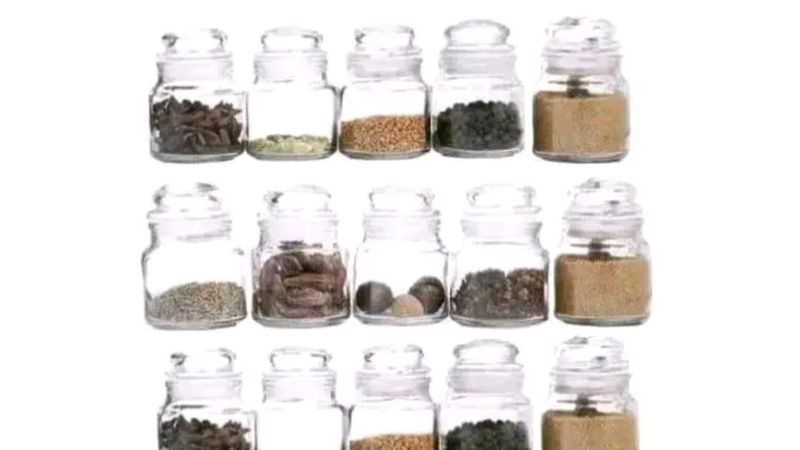 12 Glass Small Spices Containers