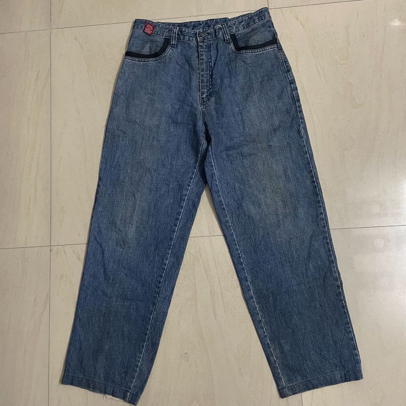 BLUE FADED BAGGY JEANS