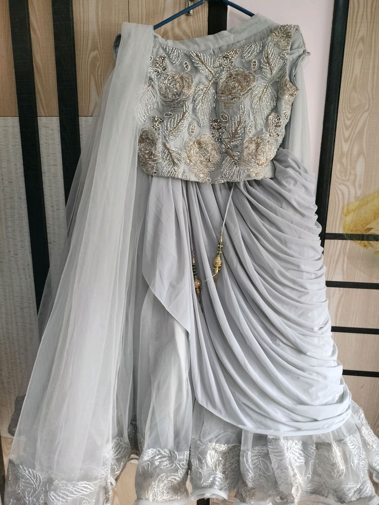 Silver And Golden Reception Gown