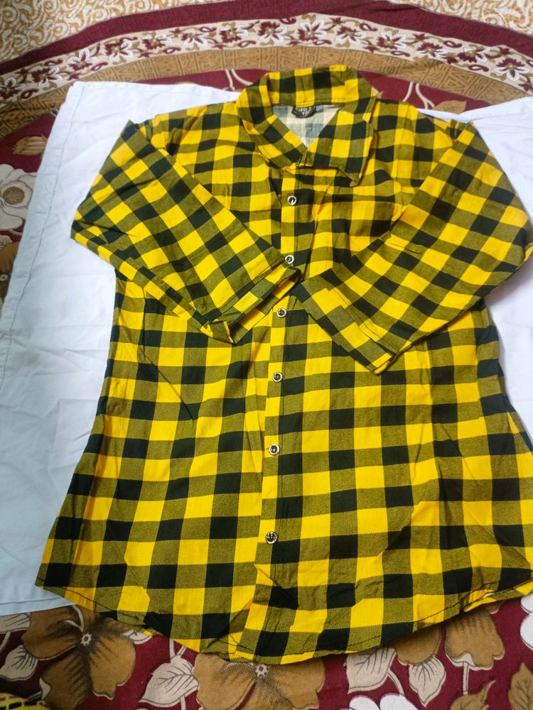 Women Yellow Check shirt