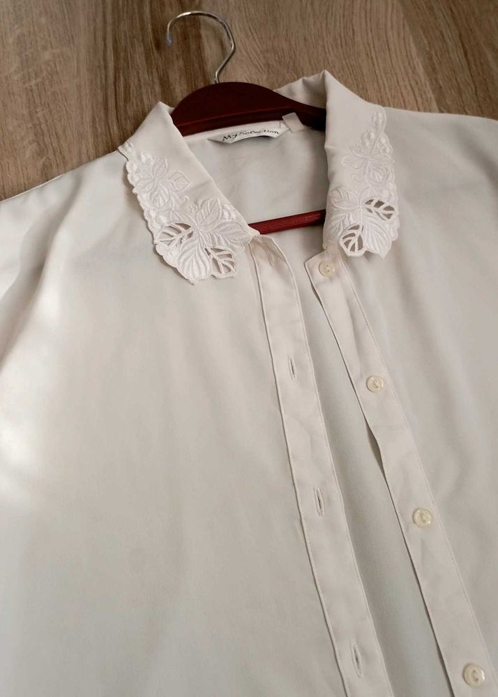 Vintage White Shirt With French Bishop Sleeves.