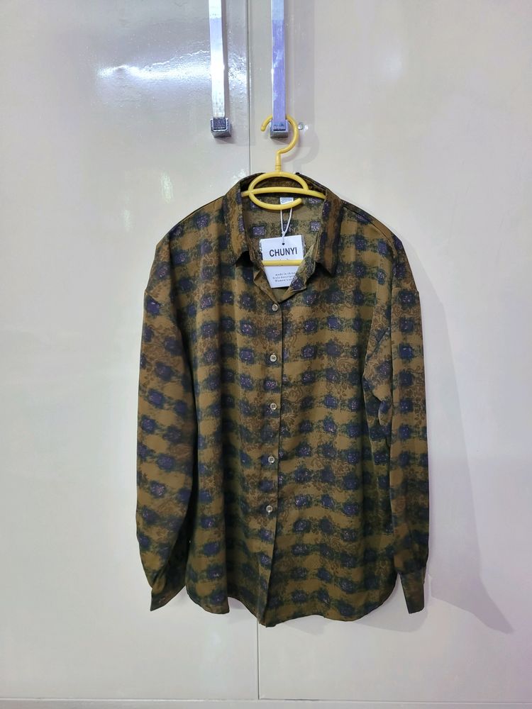 Brown Printed Pattern Shirt