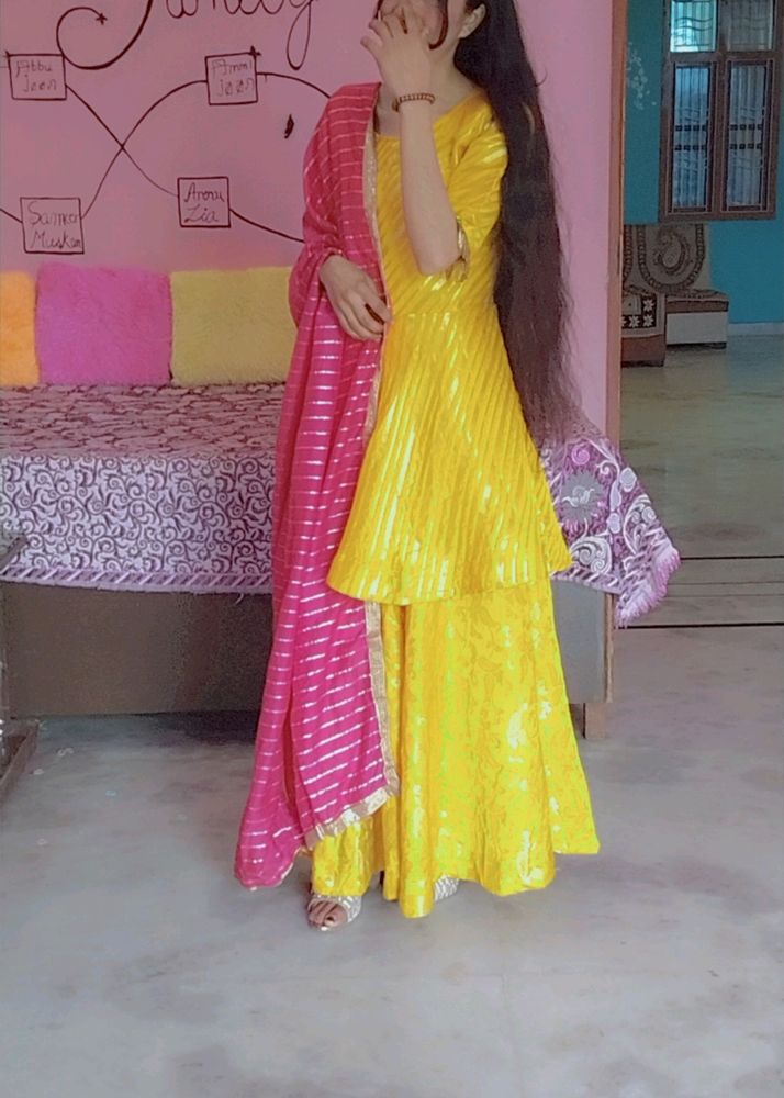 Beautiful yellow Haldi Ceremony Dress