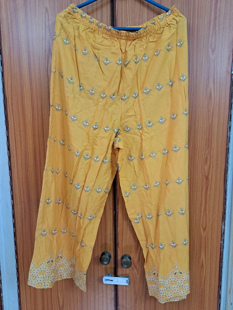 Gold Yellow Palazzo Regular Fit Pants