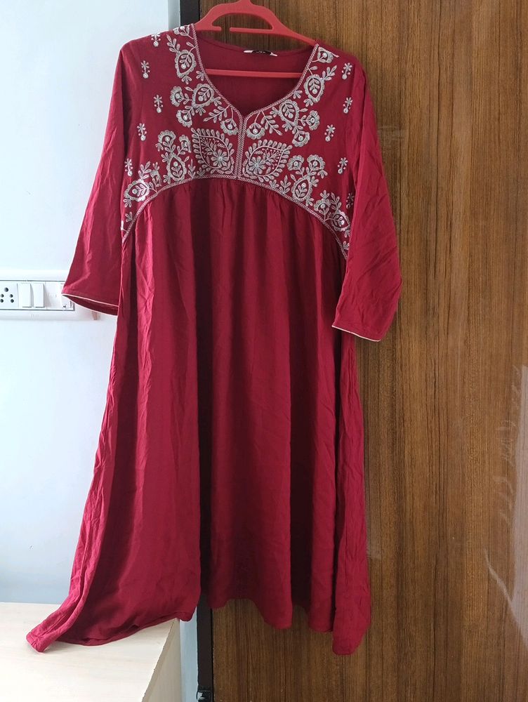 Embroidery A-line Kurta