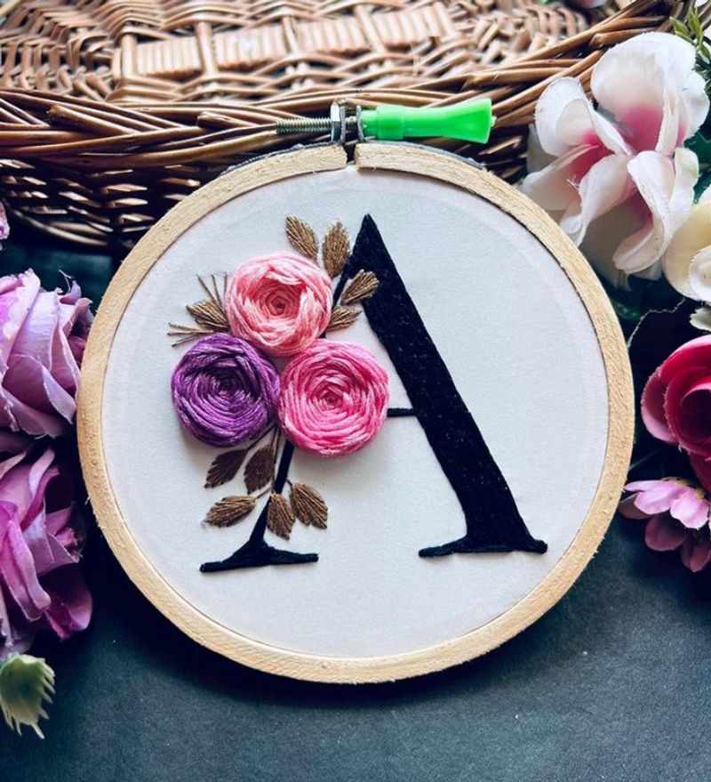 embroidery hoop with letters