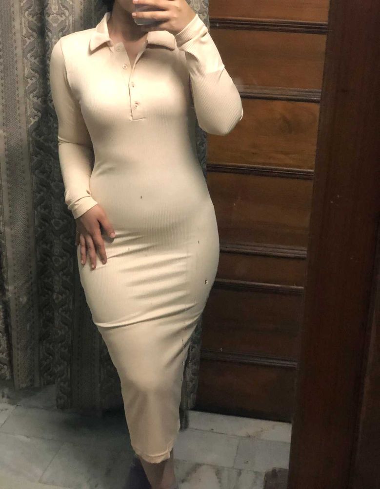 SSS Beige Bodycon Long Dress