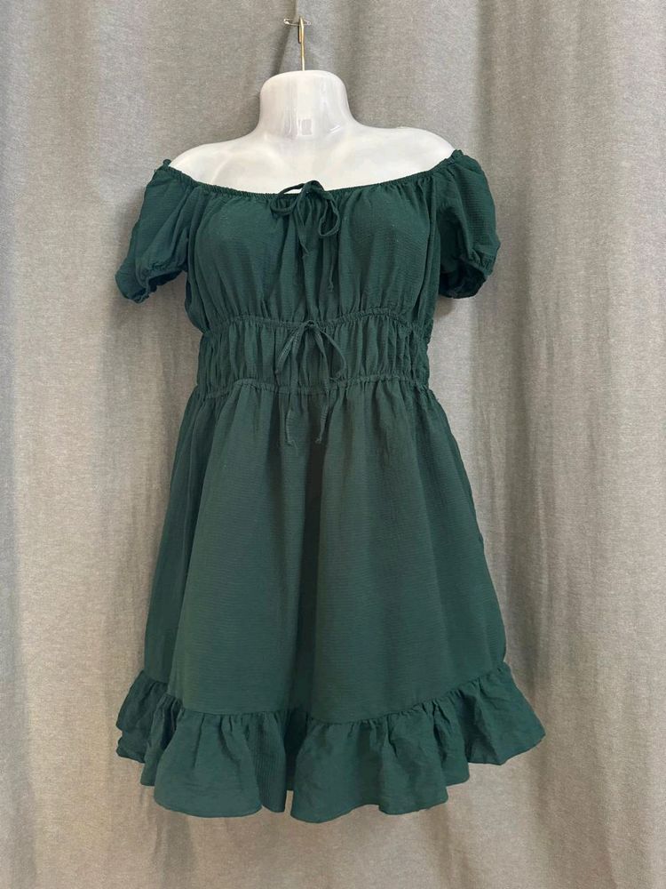 Plus Size Off Shoulder Green Mini Dress For Women