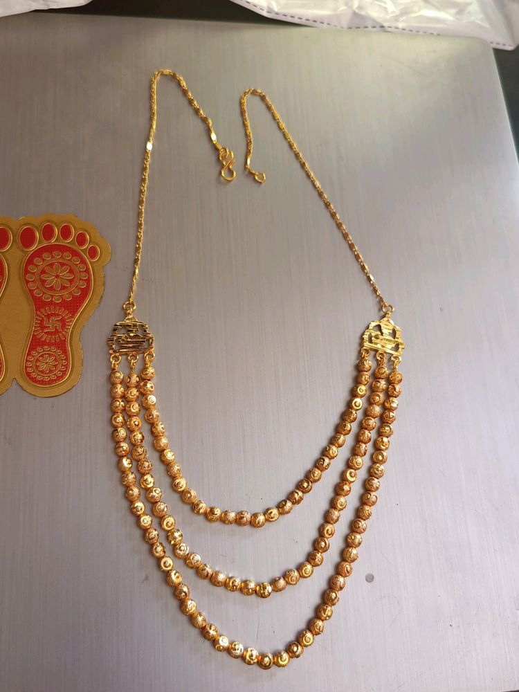 Gold Plated 3 Layer Matar Mala Necklace For Women