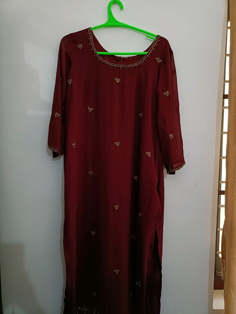 Maroon Hand Work Kurta..