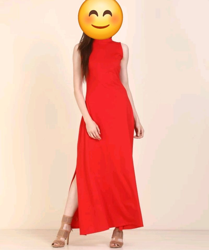 Red Maxi Dress With Cut Out Back