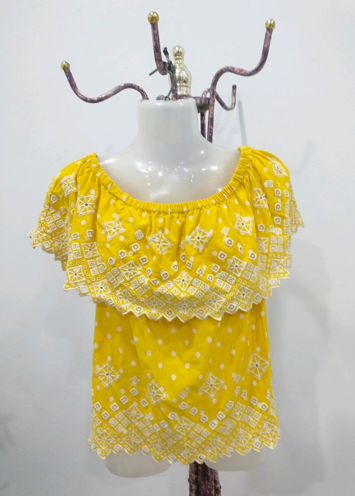 Yellow Embroidered Top