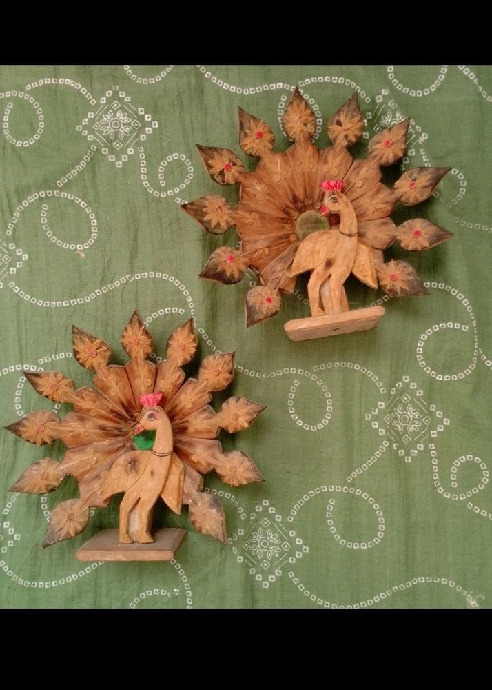 Wood Peacock Pack Of2