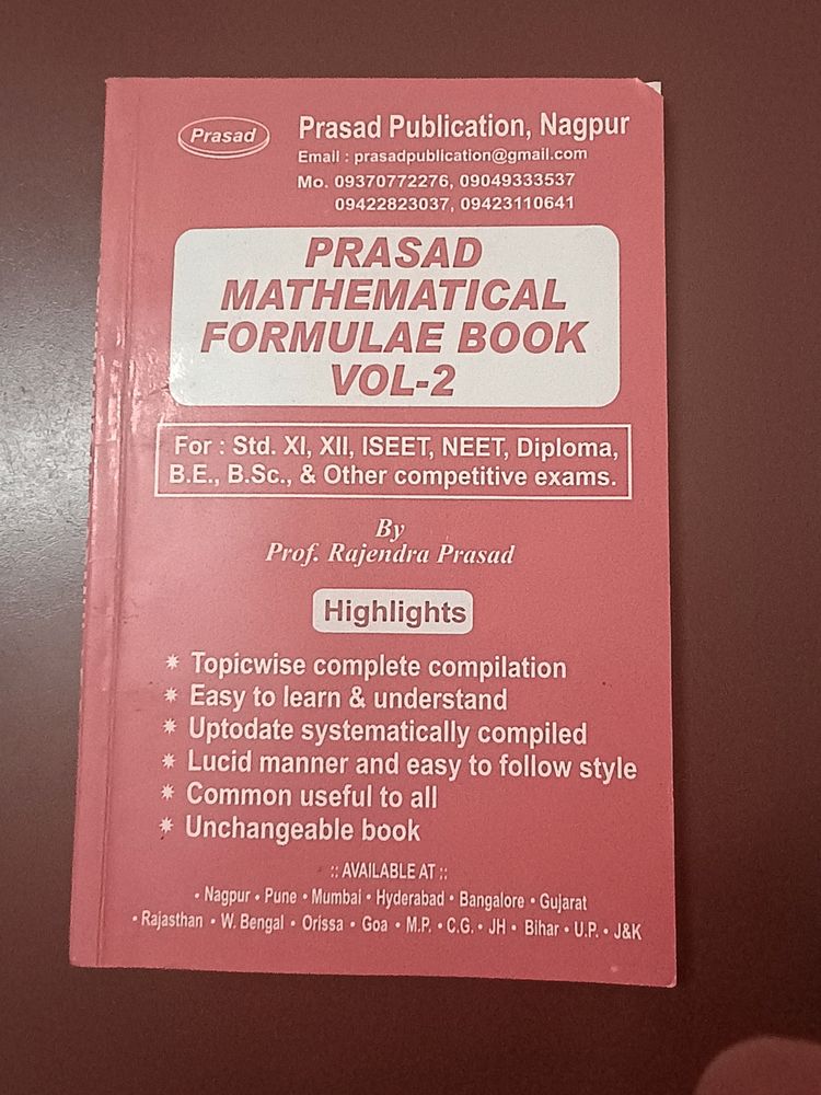 Prasad Mathematical Formulae Book Vol-2