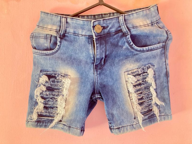 Distressed Denim Shorts