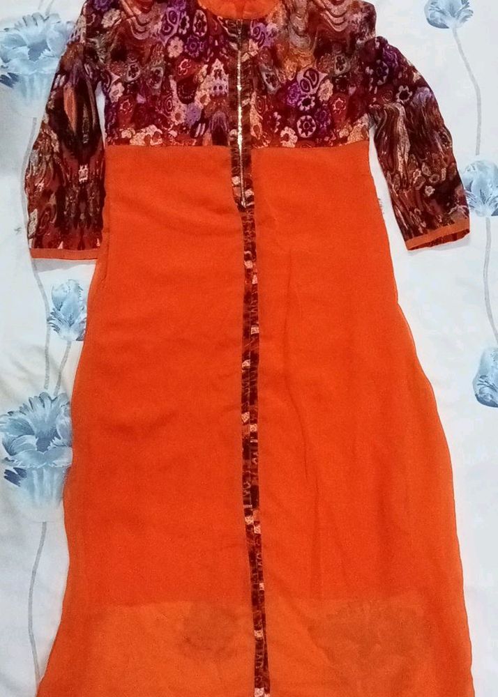 Beautiful Orange Colour Kurti For Women