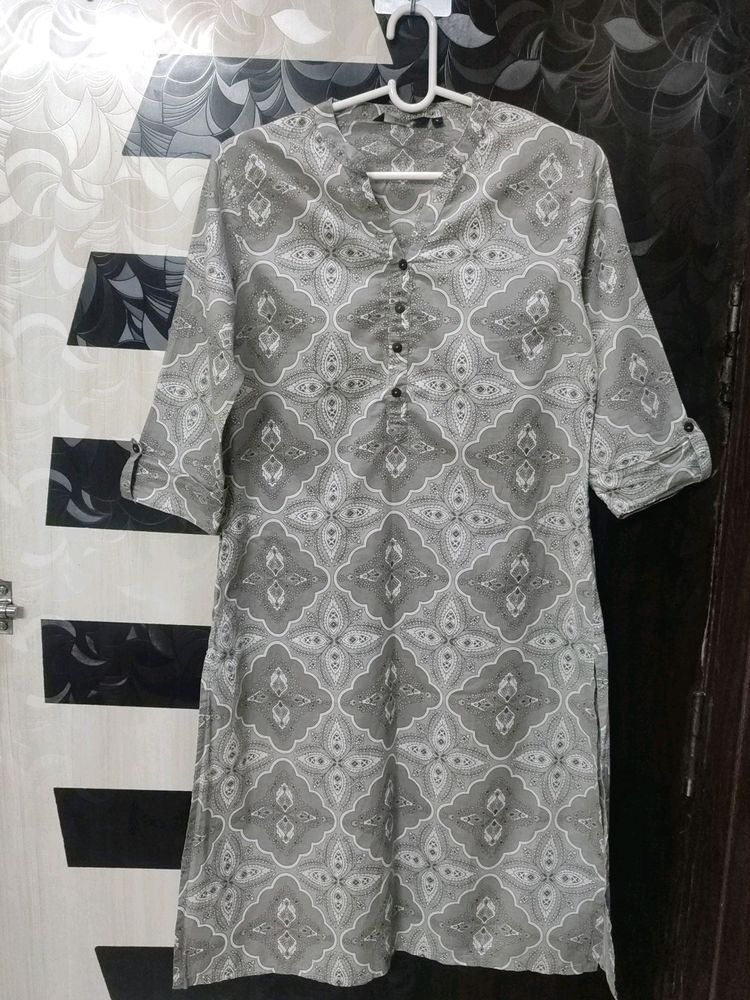 Gray Colored Straight Kurta