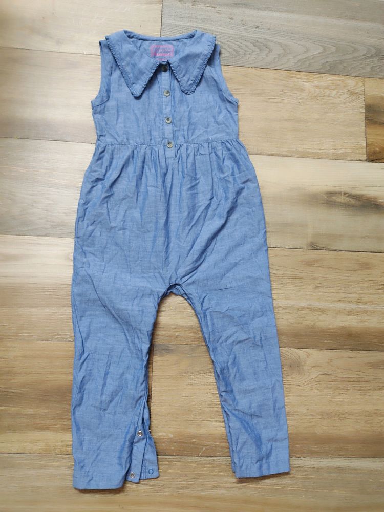 Branded Soft Denim Jumpsuit