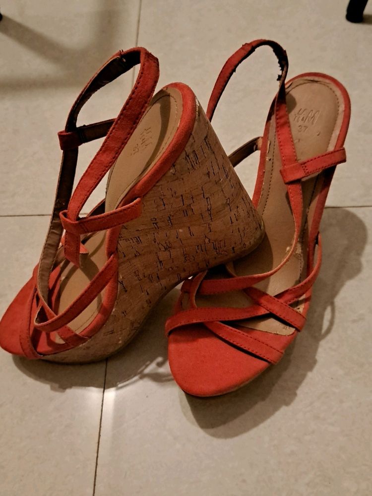 Wedges for woman , size 37, H&M, used couple of time but due to humidity material got spoiled