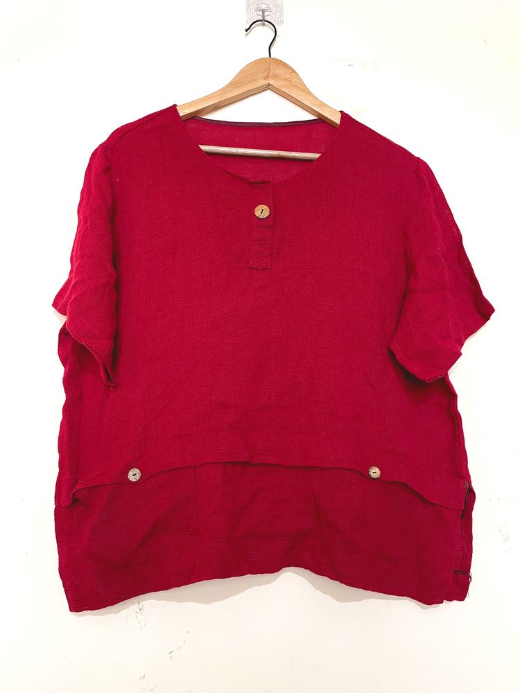 Red Khadi Top