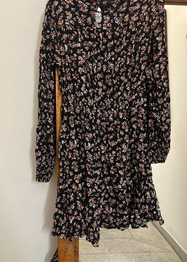 M&S Black Floral Dress