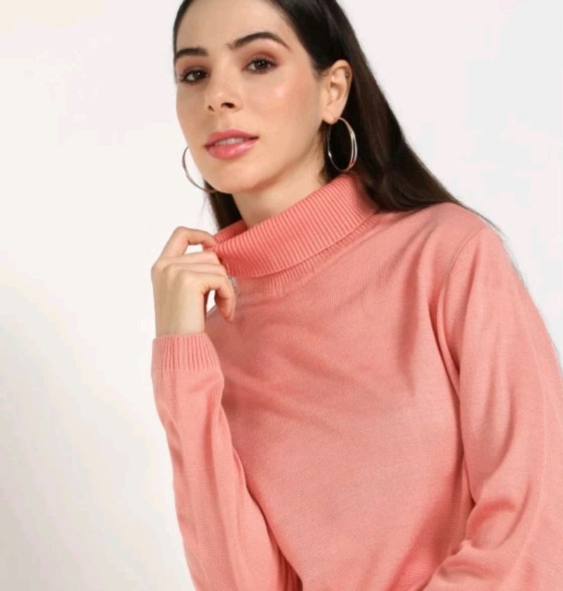 Chic Pink Turtleneck Top