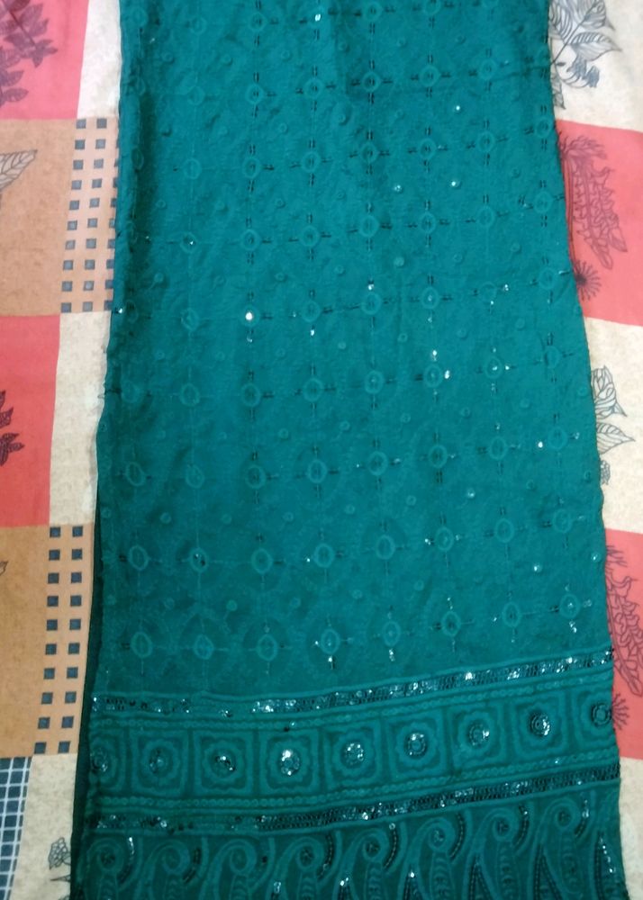 GREEN CHIKANKARI KURTI