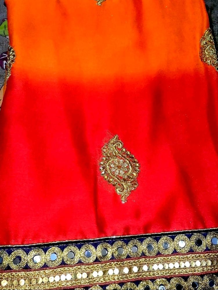 Saree Red And Orange Heavy ✨