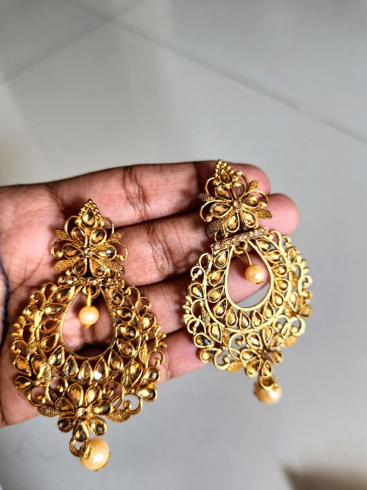 Aesthetic Kundan Work Earings