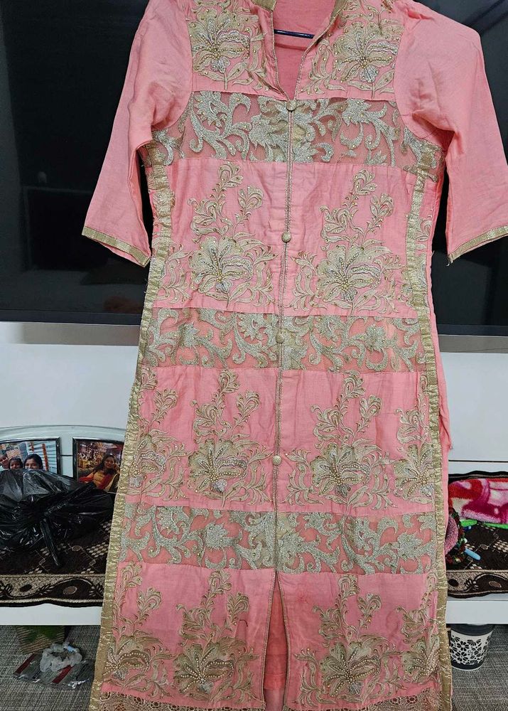 Cotton Embroidered Kurta &  Pajami with Linning