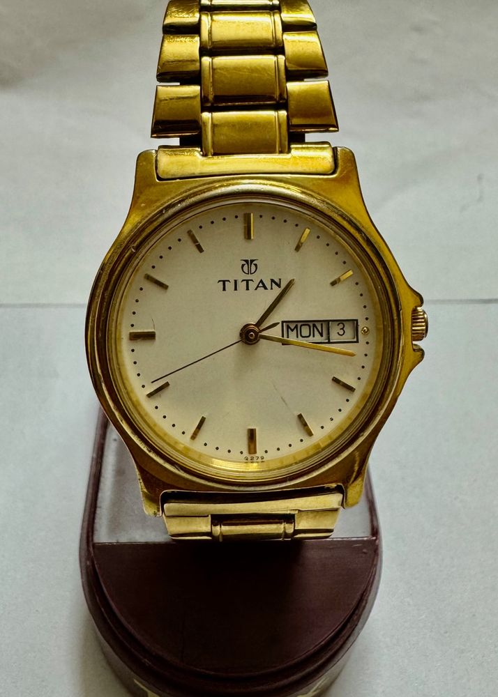 Titan Gold Color Chain Mens Watch