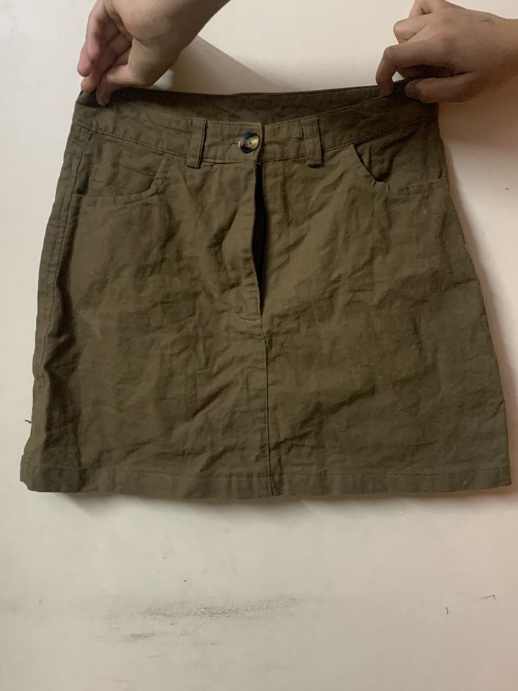 Myntra olive mini skirt