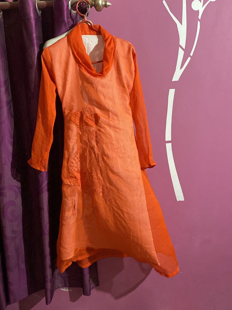 Orange And White Dress || Festive Office Wear