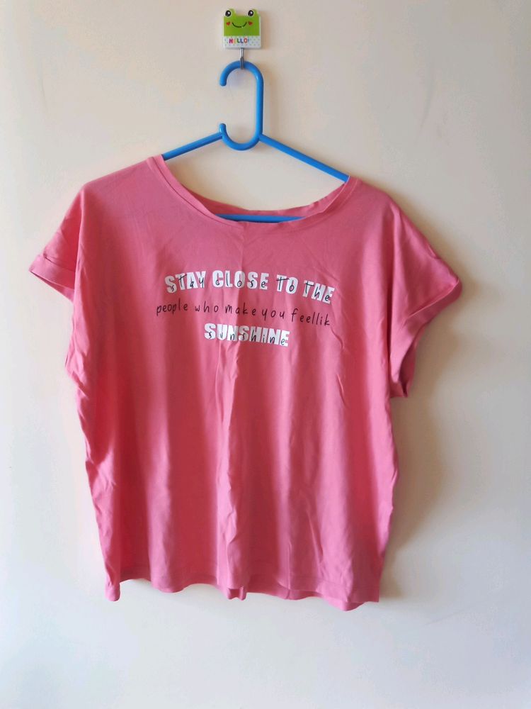 Women Pink Casual Tshirt