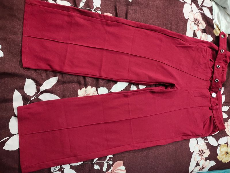 Stretchable Denim Red Flared Jagge Jeans.