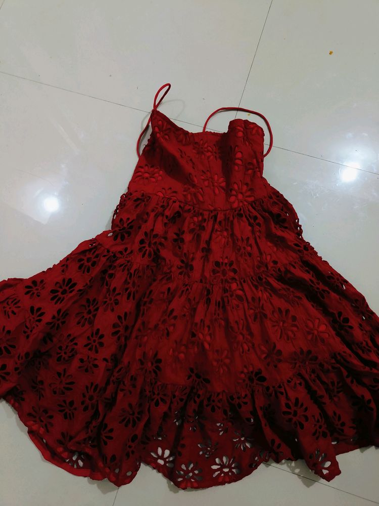 Red Flared Party Wear Dress